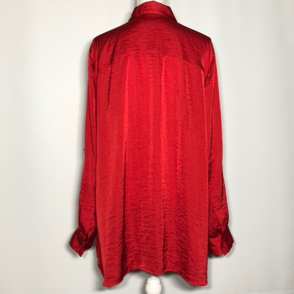 NWOT Red Michael Kors long sleeve button down - Picture 2 of 2